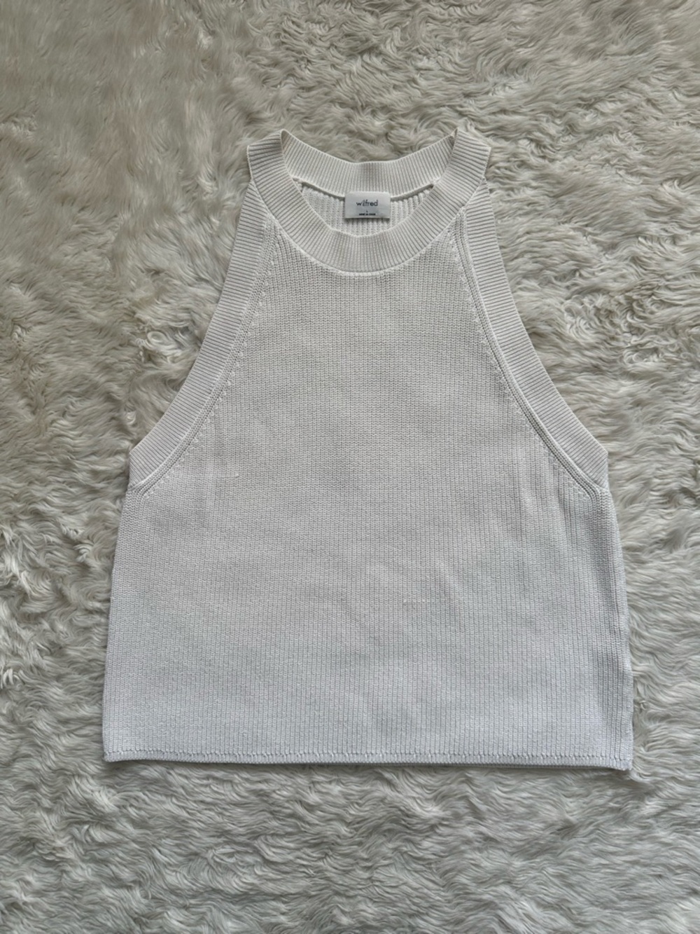 Aritzia Wilfred Orris Top Knit Halter Tank Sleeveless Minimalist Cream Sz L